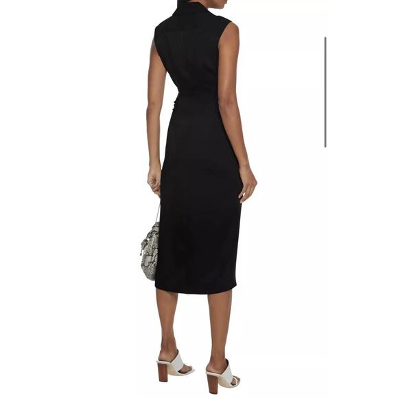JONATHAN SIMKHAI Black Luxe Satin Twist Dress Size 10 MSRP $695 - Picture 3 of 15